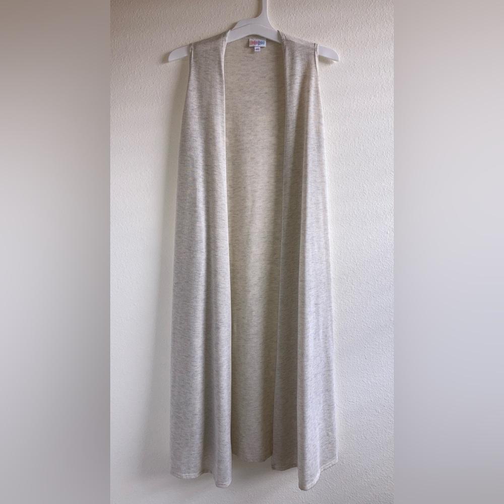 LuLaRoe Joy Vest Size XS Oatmeal Heather Long Open Vest - Picture 1 of 9